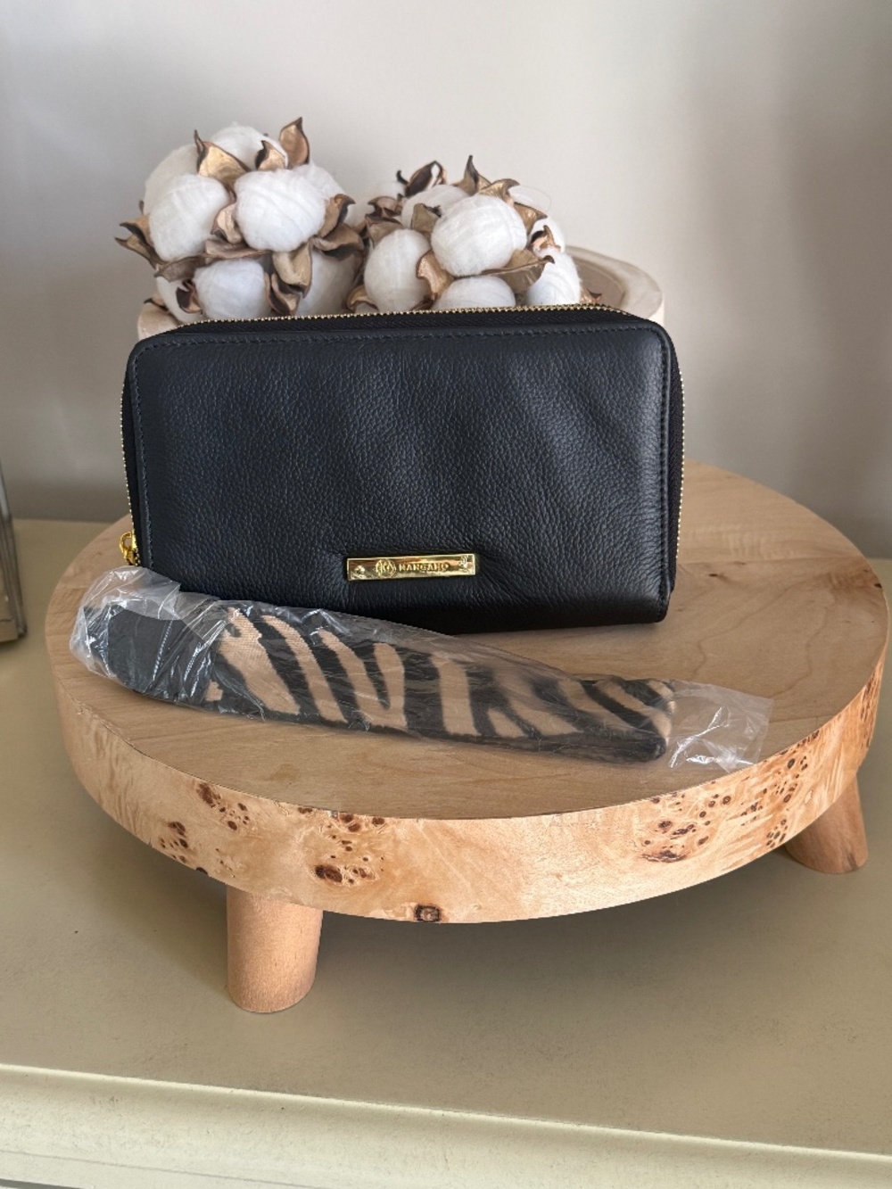 Joy Mangano Leather Double Wallet Wristlet